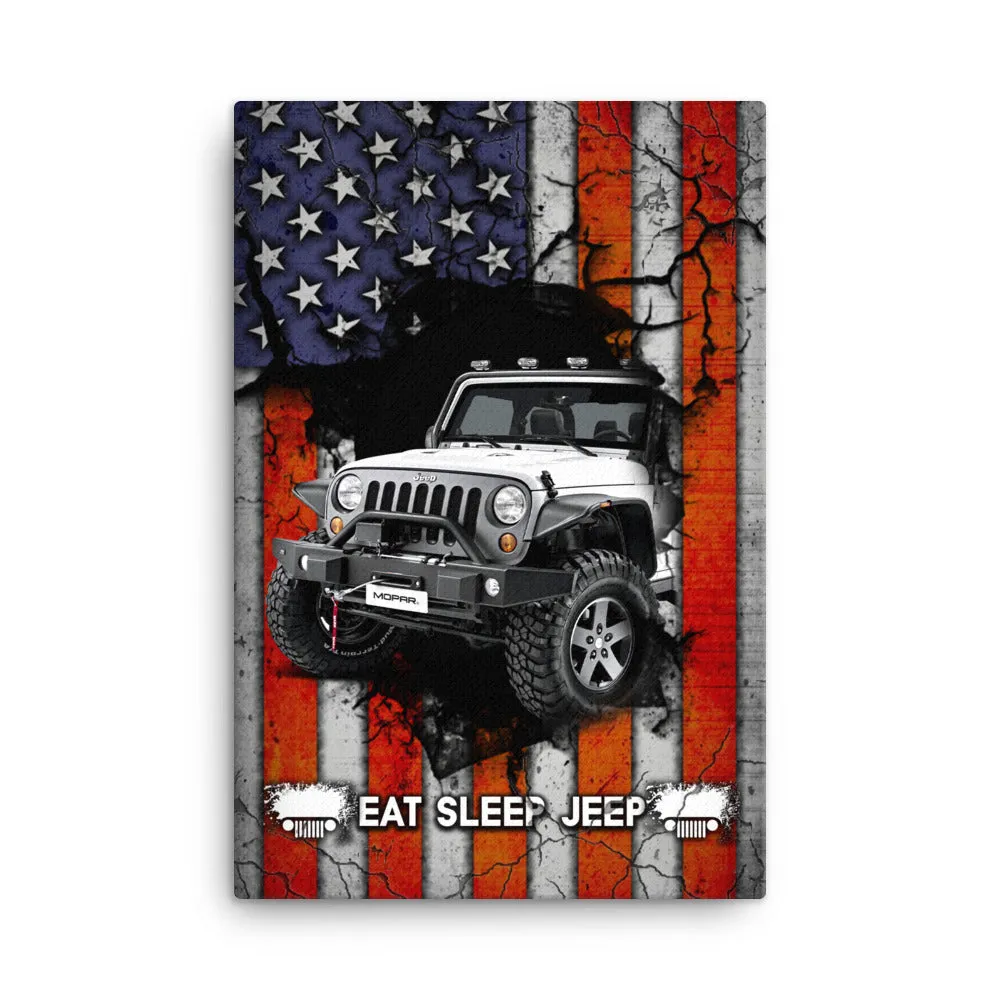 Canvas  - Eat Sleep Jeep US Flag