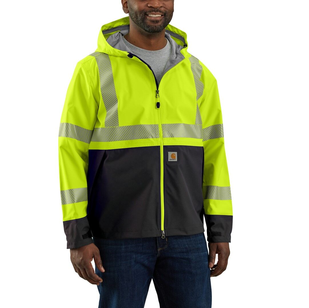 Carhartt Men's High Visibility Storm Defender Loose Fit Lightweight Class 3 Jacket Brite Lime