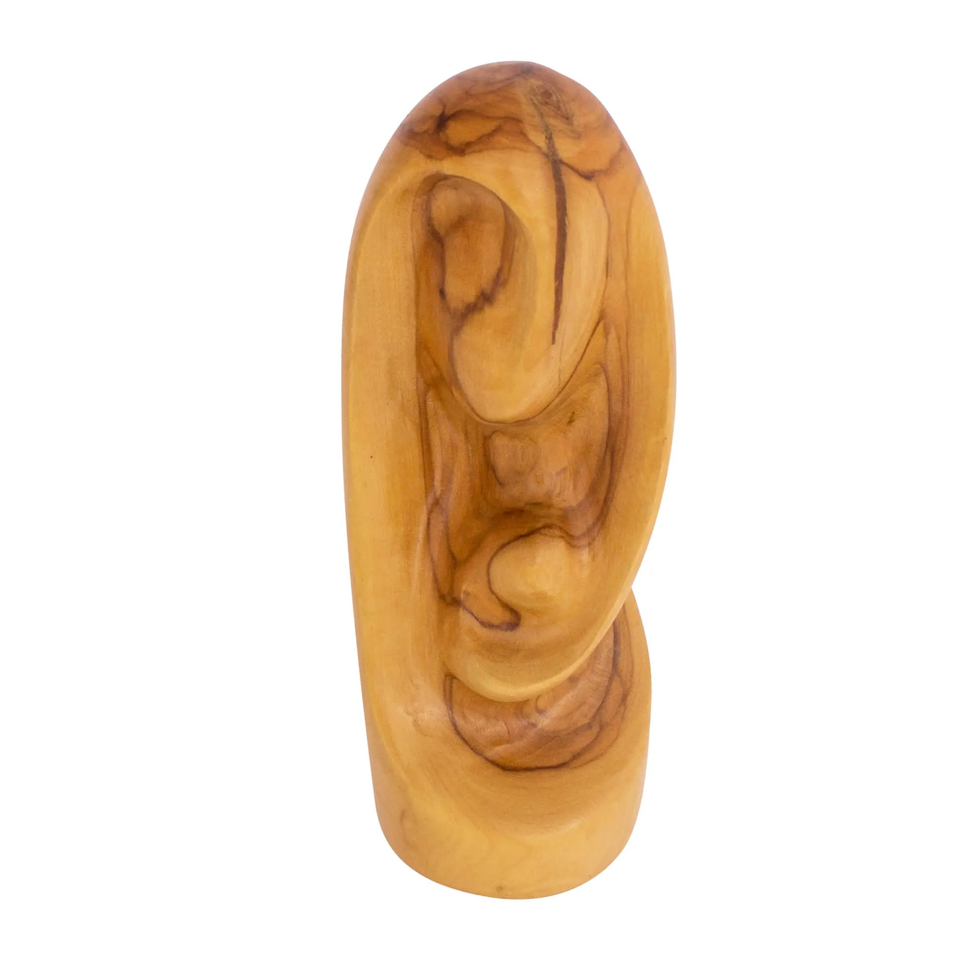 Carved Figurine Statue Virgin Mary w/Baby Jesus Olive Wood Hand Made Abstract 6