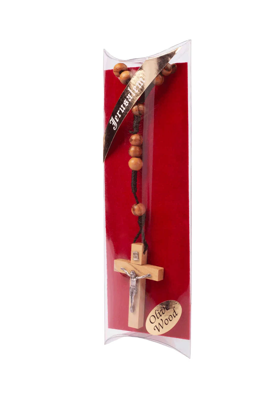 Catholic Rosary Beads Olive Wood Сrucifixion Handmade Necklace Bethlehem 15.5