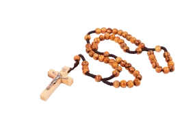 Catholic Rosary Beads Olive Wood Сrucifixion Handmade Necklace Bethlehem 15.5