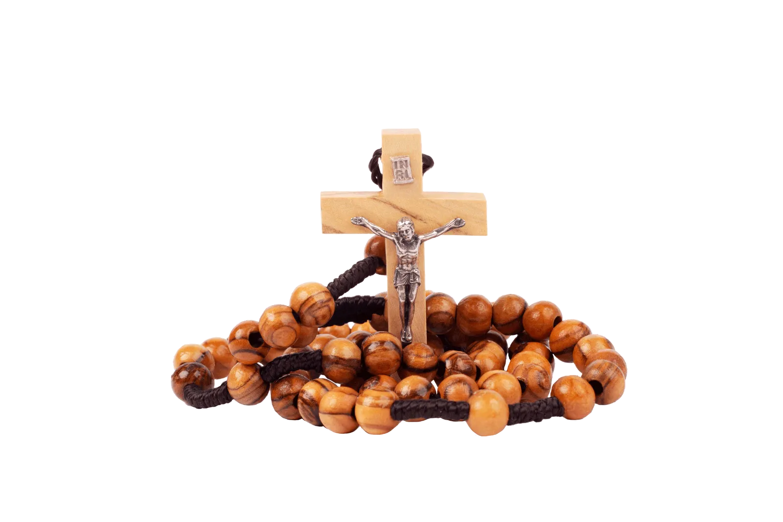 Catholic Rosary Beads Olive Wood Сrucifixion Handmade Necklace Bethlehem 15.5