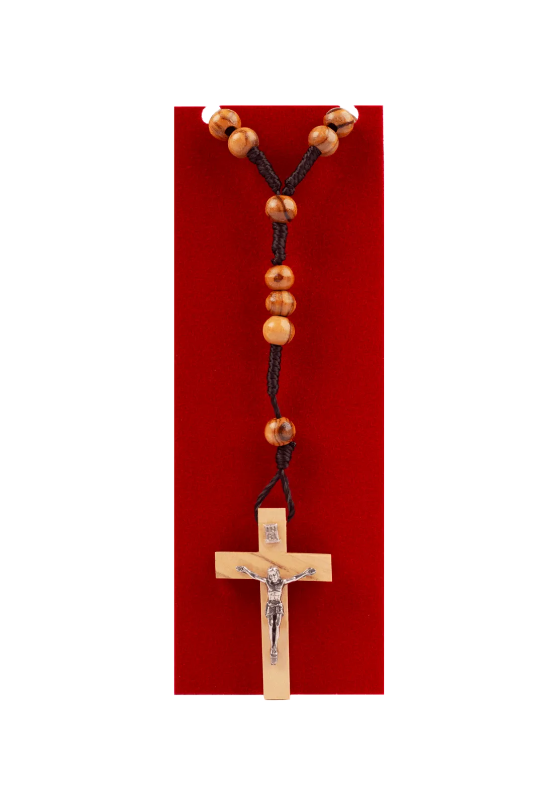 Catholic Rosary Beads Olive Wood Сrucifixion Handmade Necklace Bethlehem 15.5