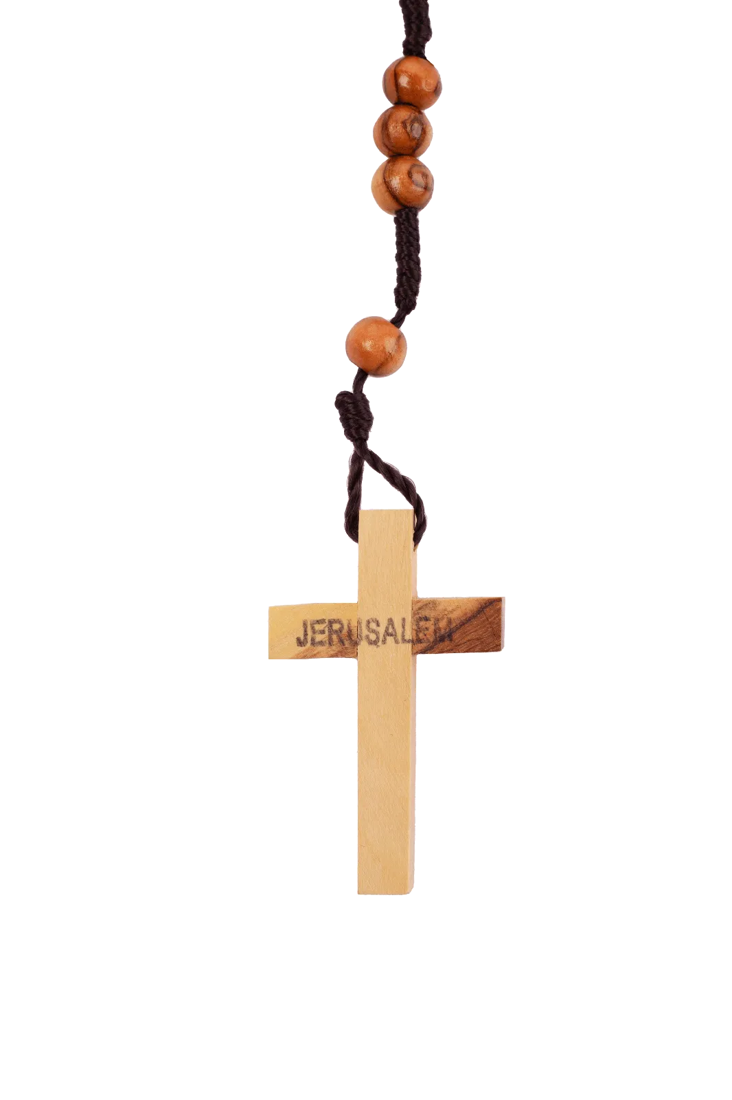 Catholic Rosary Beads Olive Wood Сrucifixion Handmade Necklace Bethlehem 15.5