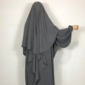 Charcoal Grey Crepe Khimar