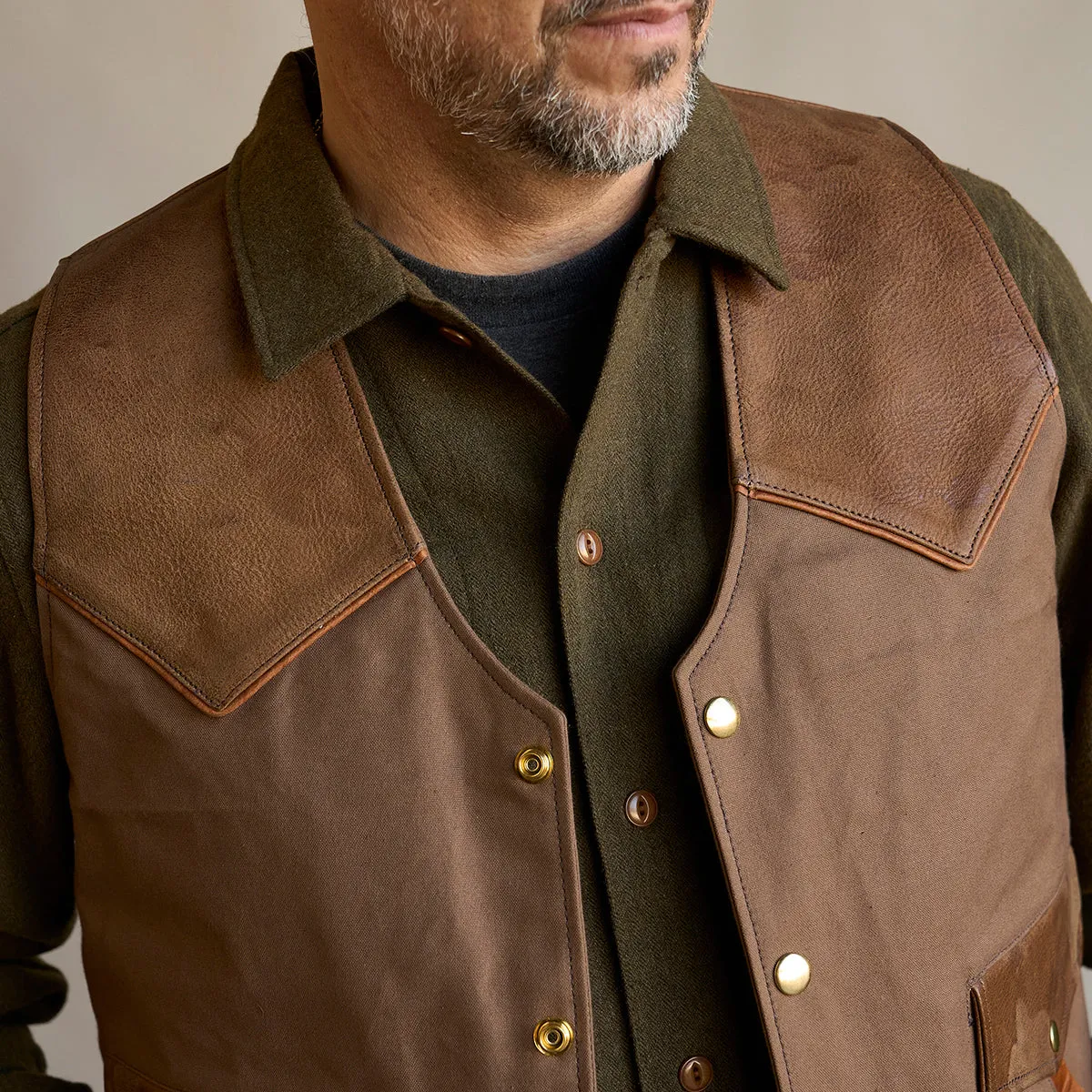 Circle-C Deerskin & Canvas Brown Vest