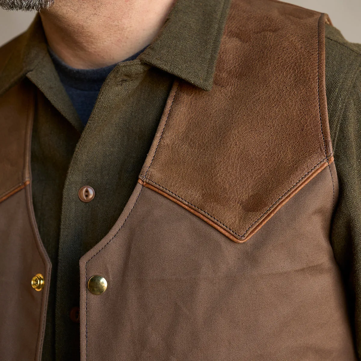 Circle-C Deerskin & Canvas Brown Vest