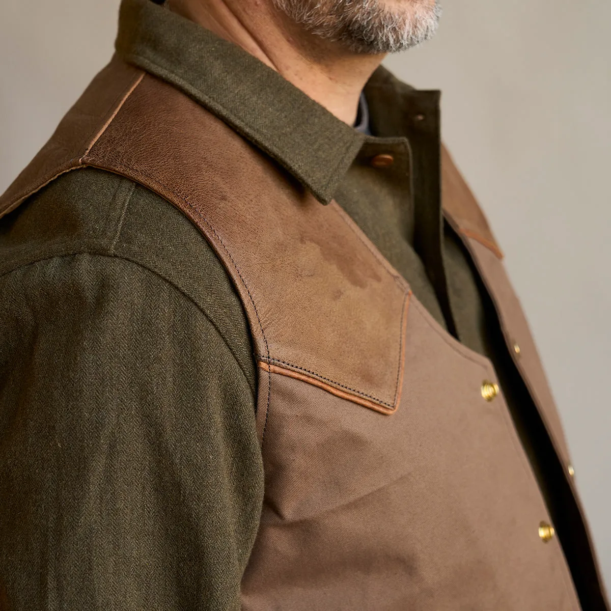 Circle-C Deerskin & Canvas Brown Vest