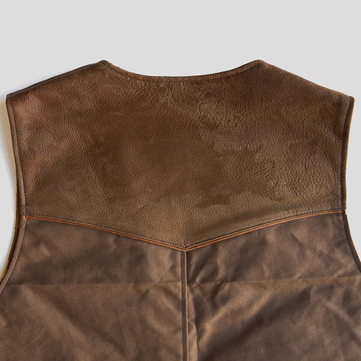 Circle-C Deerskin & Canvas Brown Vest