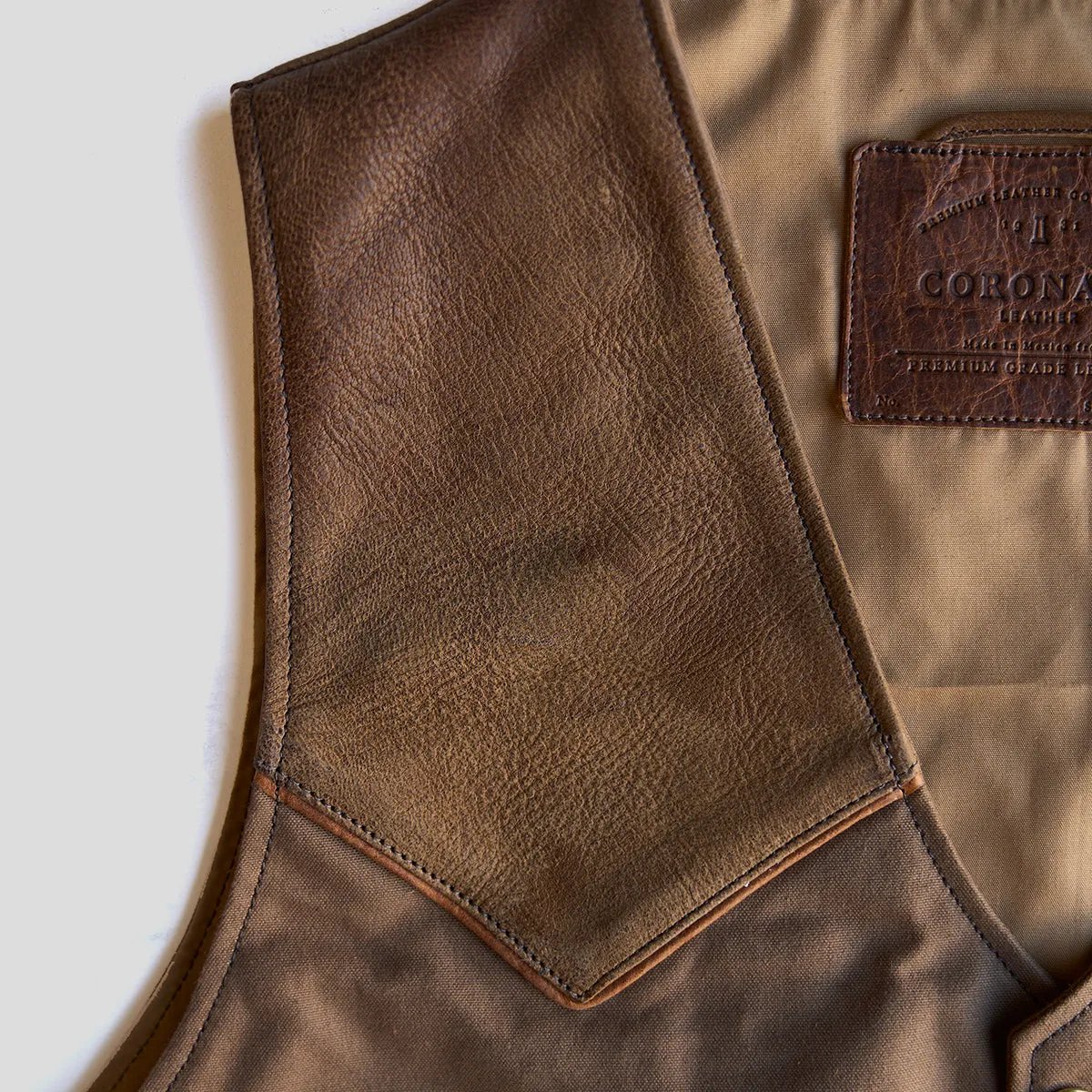 Circle-C Deerskin & Canvas Brown Vest