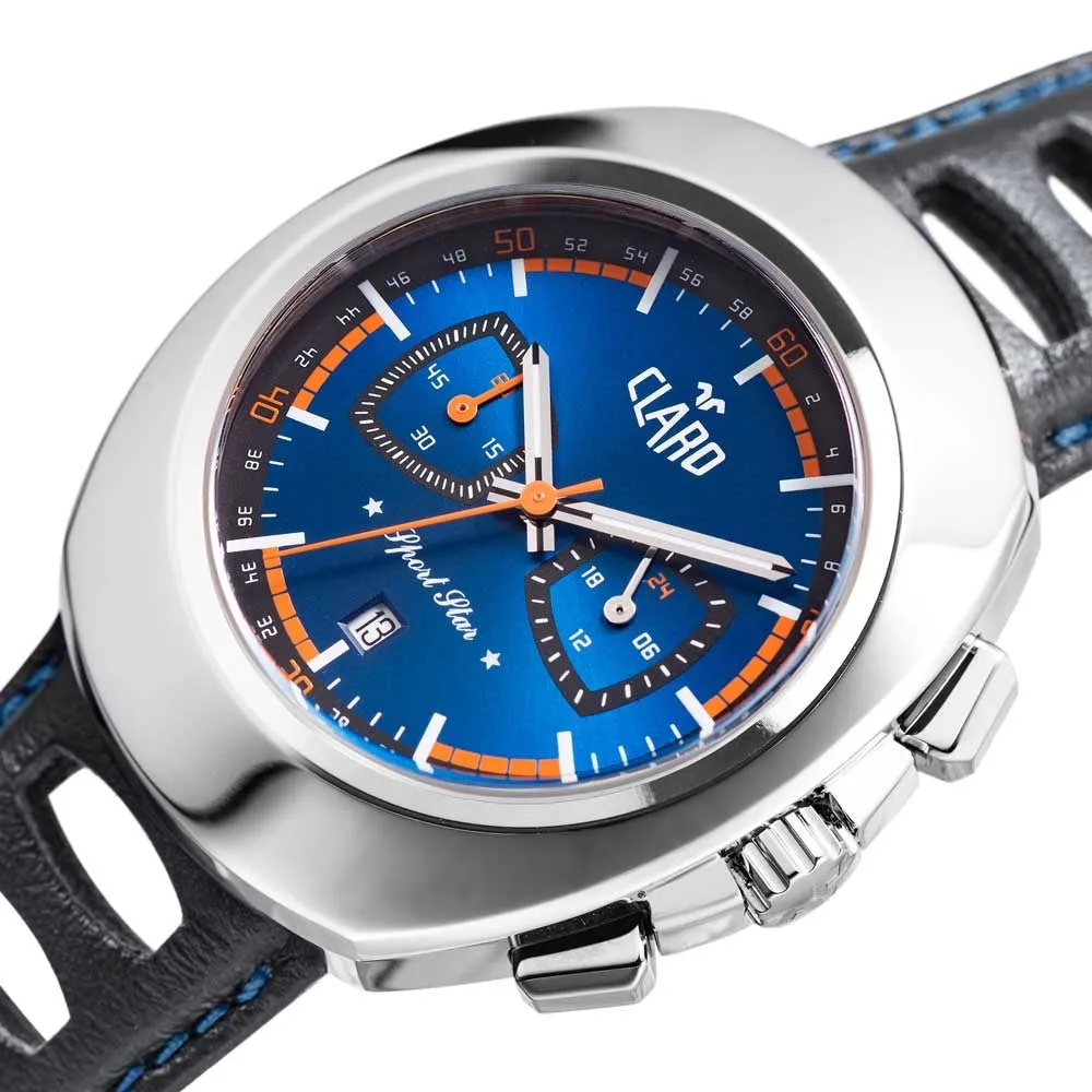 Claro Men's Sports Star Blue Dial Quartz Chronograph Watch