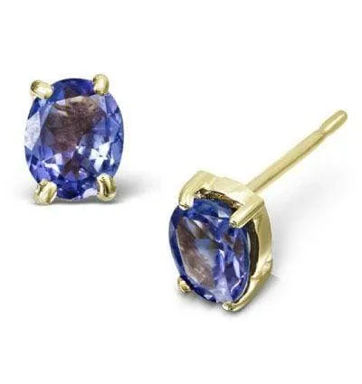 CLOSEOUT OFFER: 1 CARAT GENUINE TANZANITE 10K SOLID YELLOW GOLD EARRINGS