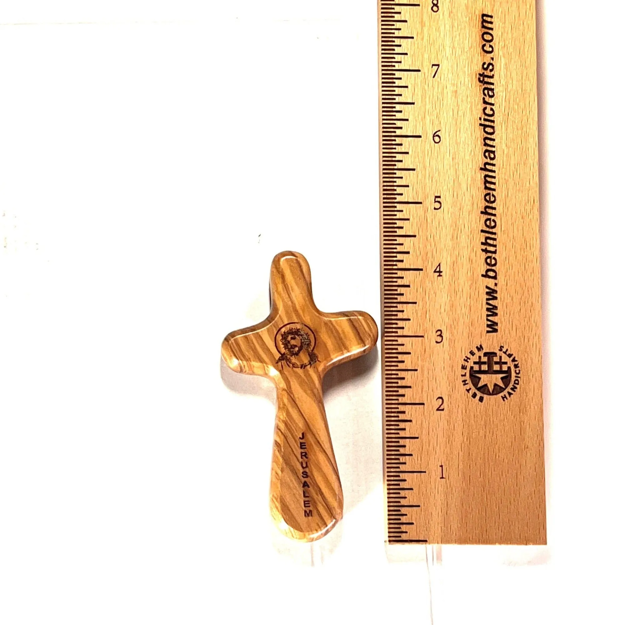 Comfort Cross with Jesus Crown of Thorns, 4.3 ( Set of 6 ) Olive Wood from Holy Land