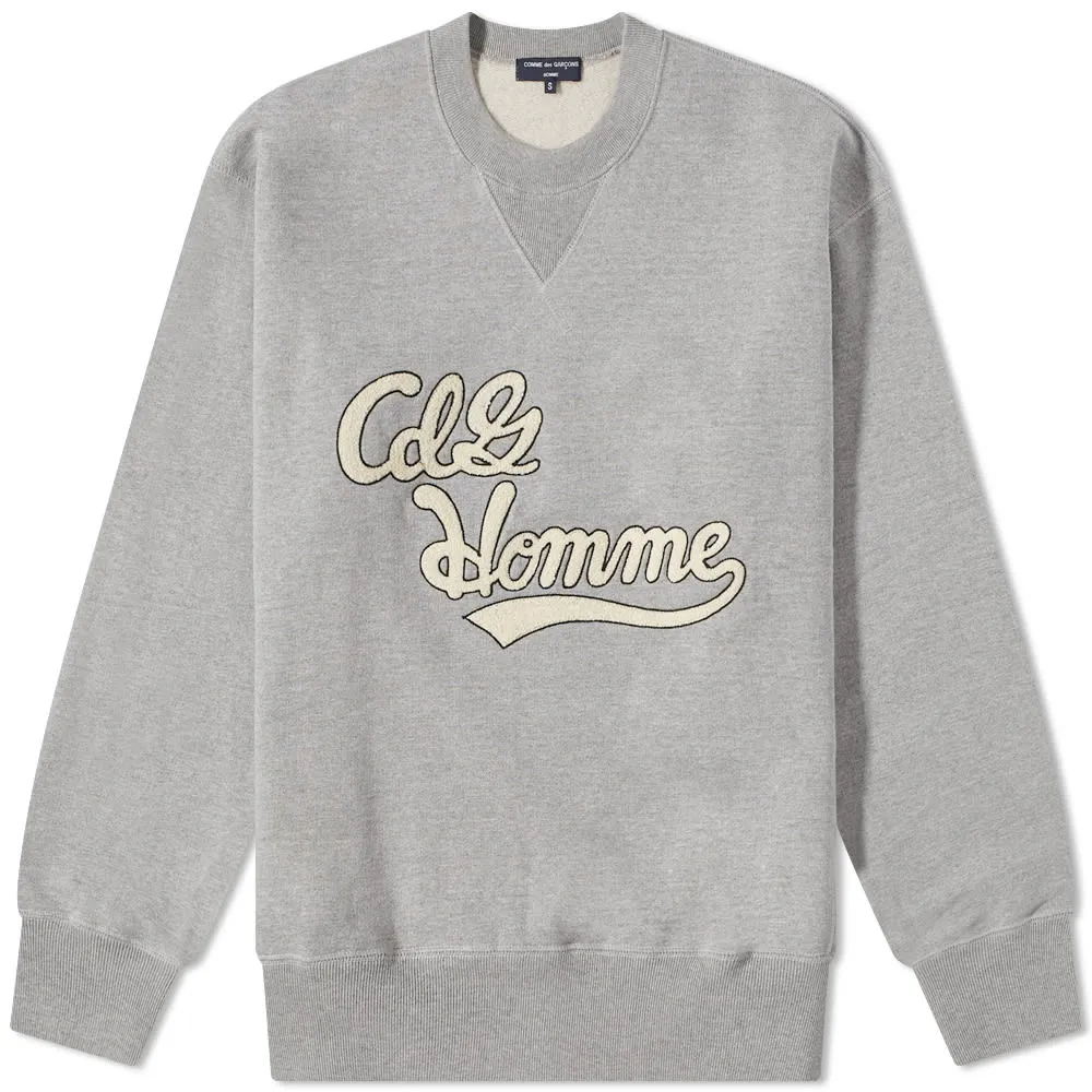 Comme des Garçons Homme Applique Logo Crew SweatTop Grey