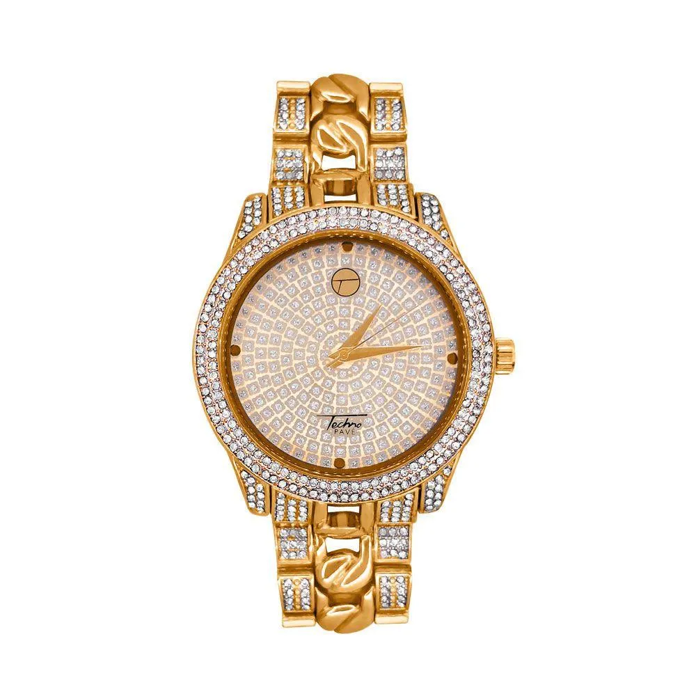 Cuban Link Pave Iced Out Bling Hip Hop Watch