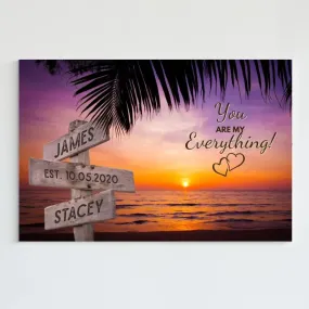 Customized Street Sign Sundown Canvas For Couples