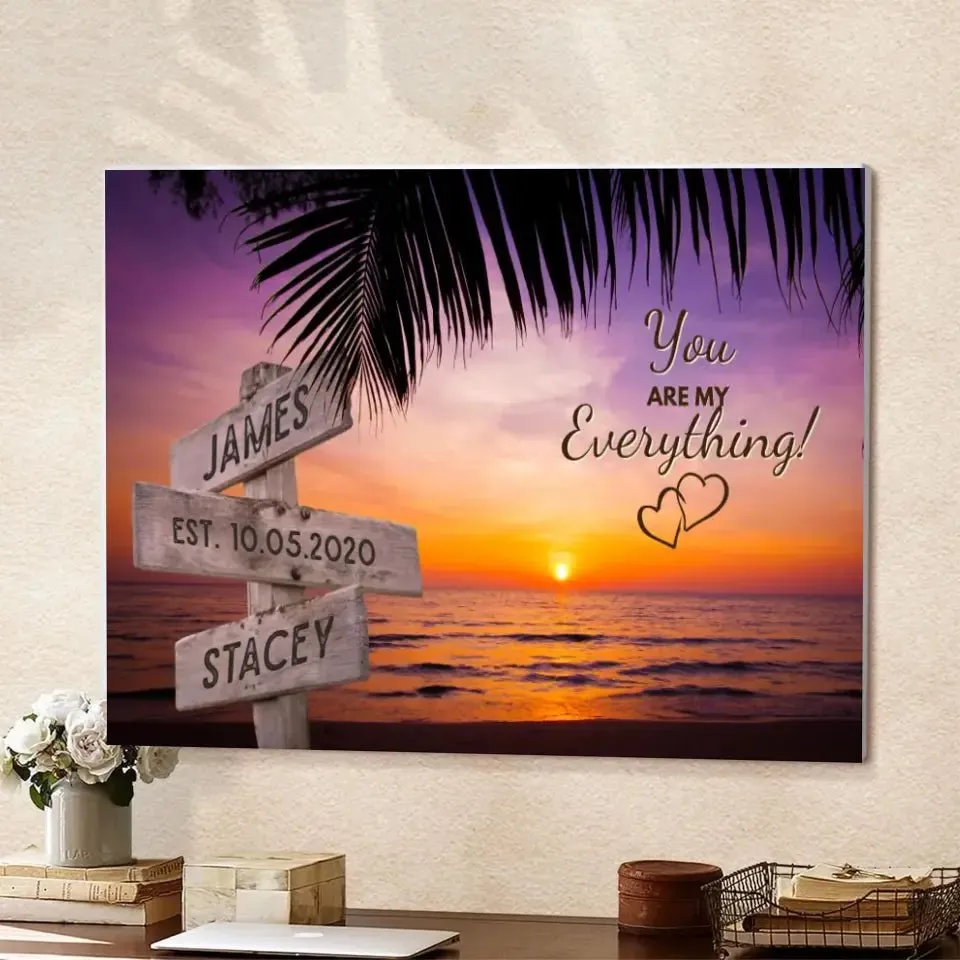 Customized Street Sign Sundown Canvas For Couples