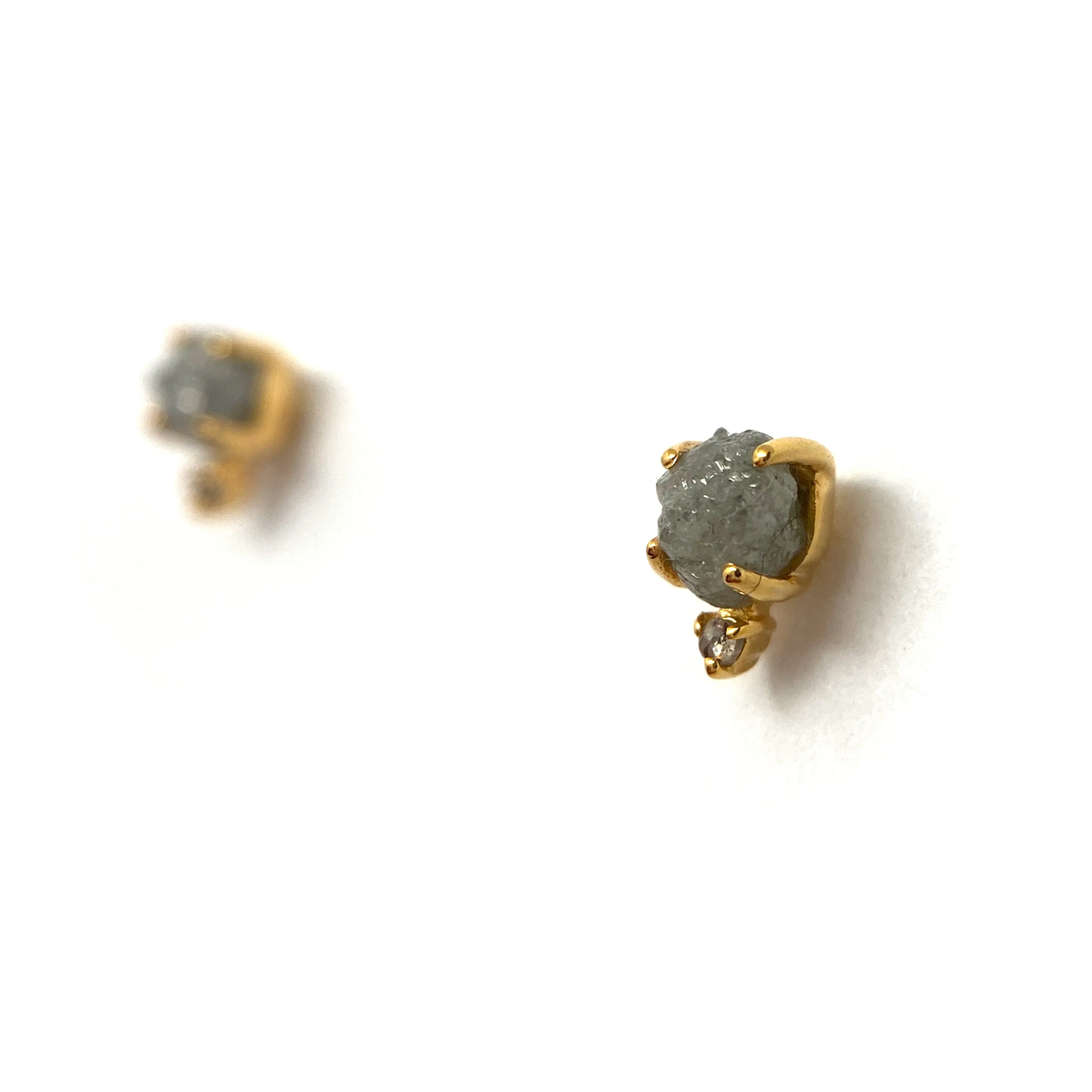 Dual Diamond and Gold Stud Earrings