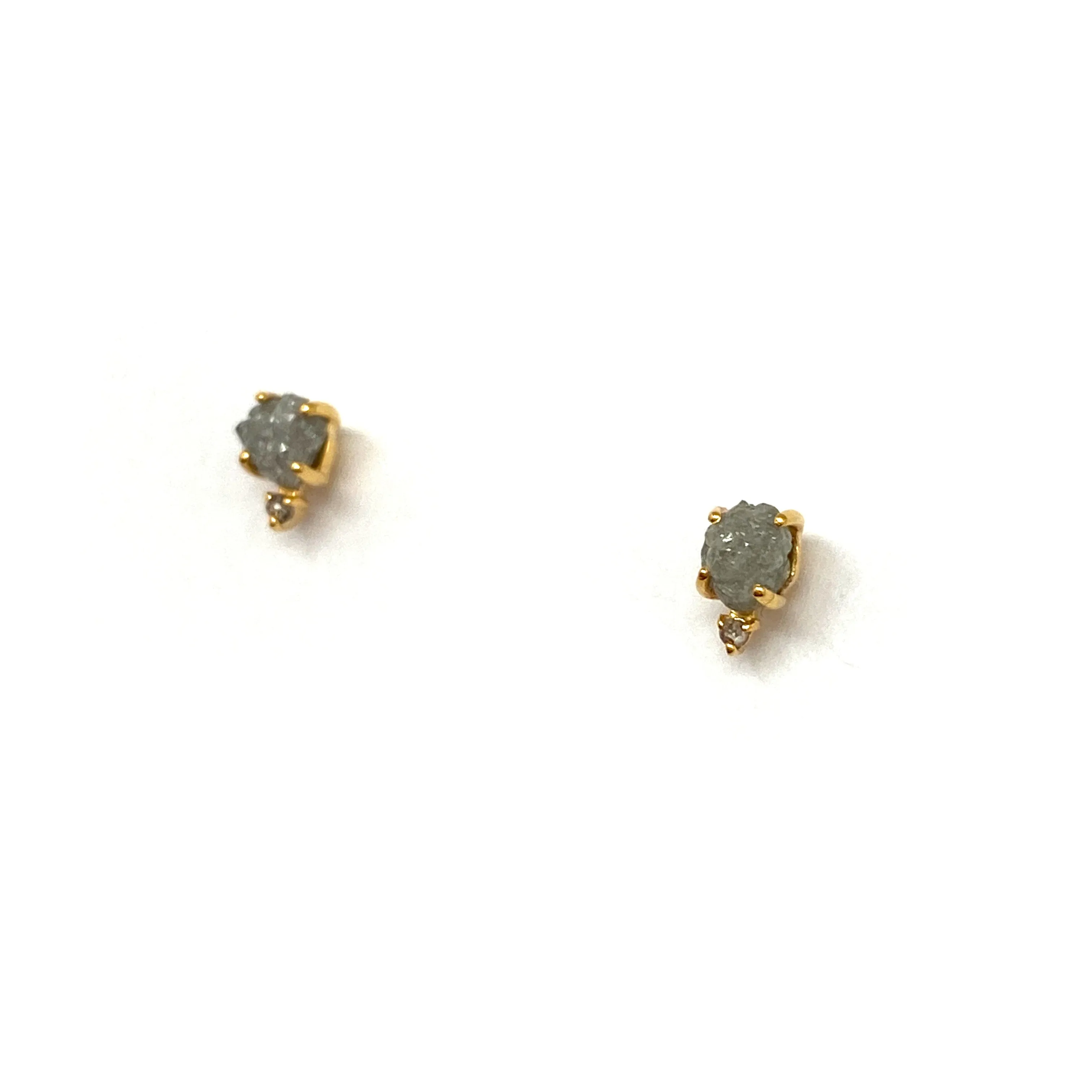 Dual Diamond and Gold Stud Earrings