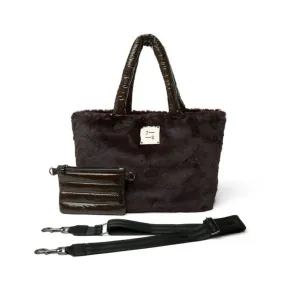 DUPLEX FAUX FUR TOTE GLOSSY CHOCOLATE