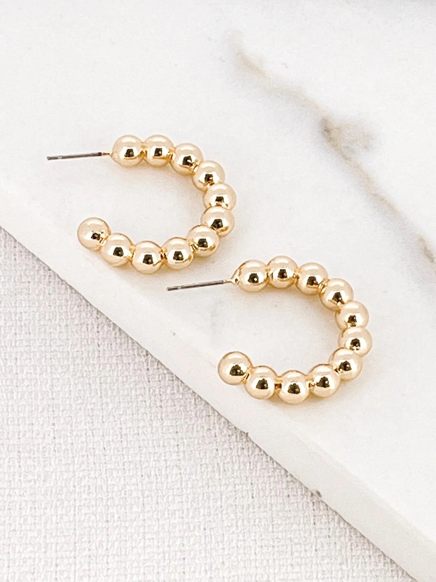 Envy Bubble Ball Hoop Earrings - Gold