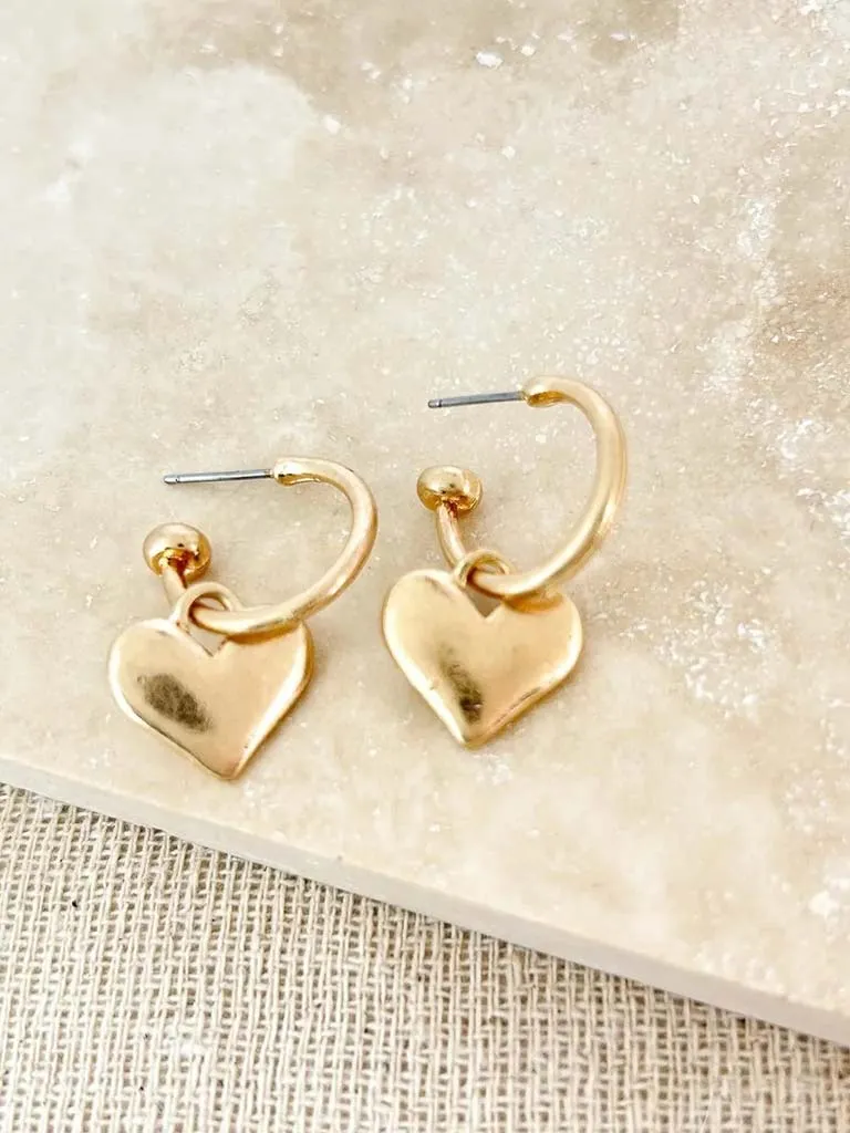 Envy Heart Hoop Earrings - Gold