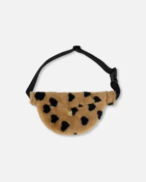 Faux Fur Fanny Bag Caramel Printed Heart