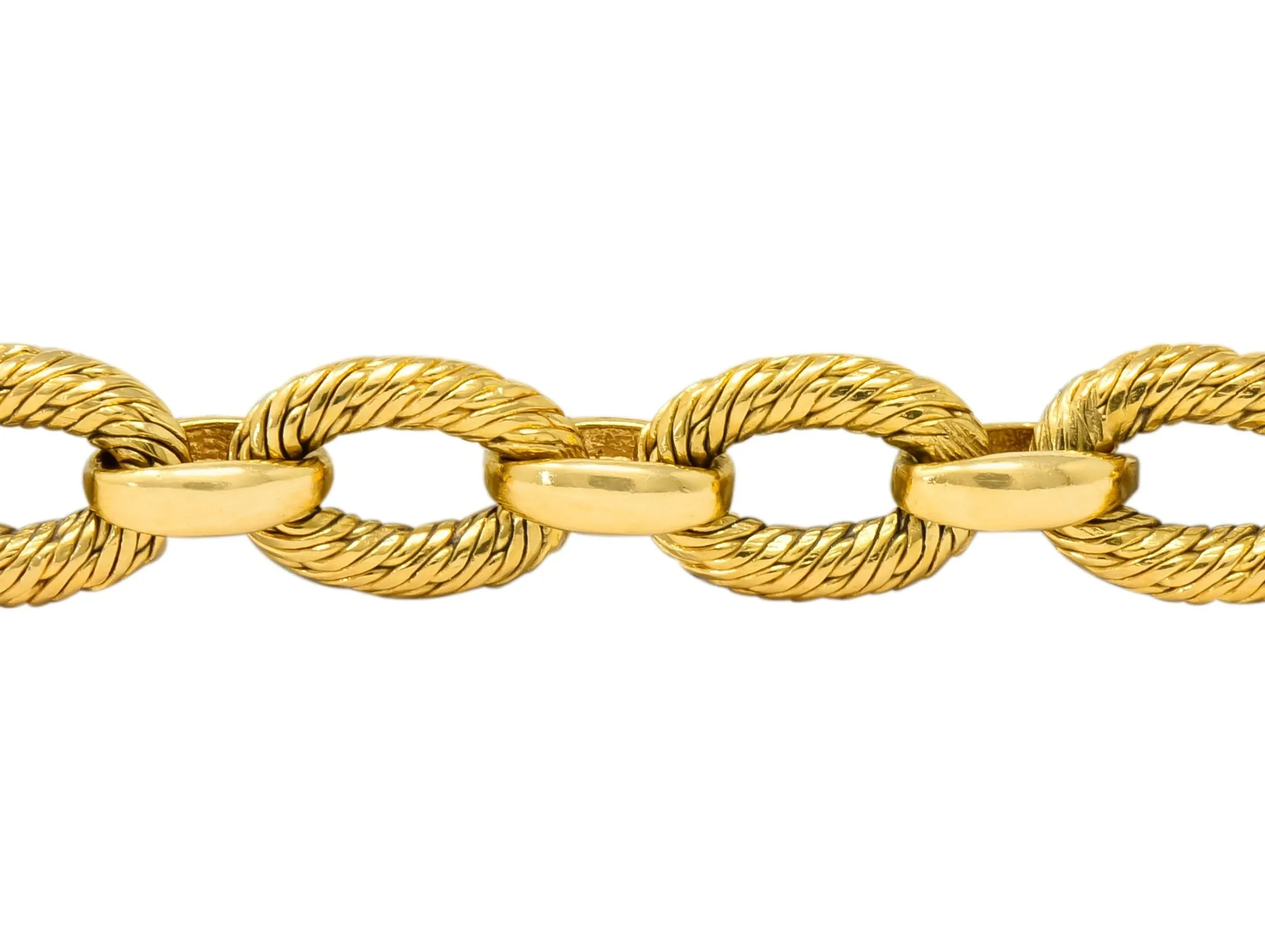 French Tiffany & Co. 18 Karat Yellow Gold Textured Link Bracelet