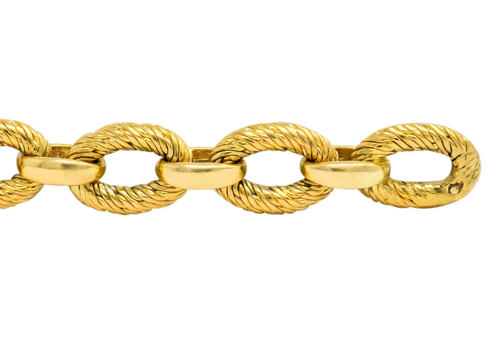 French Tiffany & Co. 18 Karat Yellow Gold Textured Link Bracelet