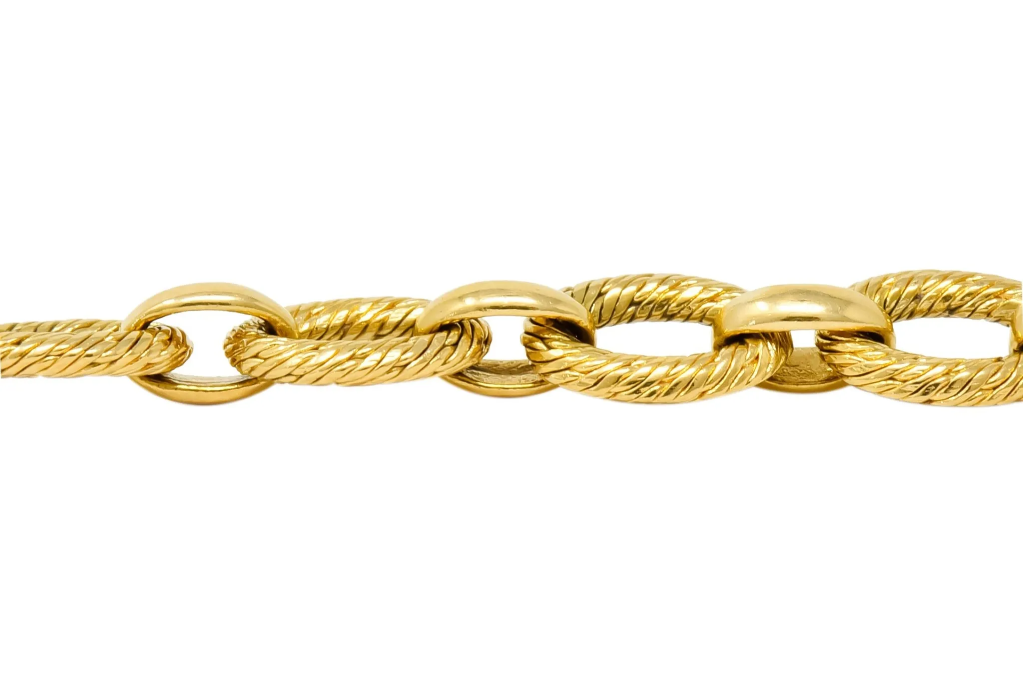 French Tiffany & Co. 18 Karat Yellow Gold Textured Link Bracelet