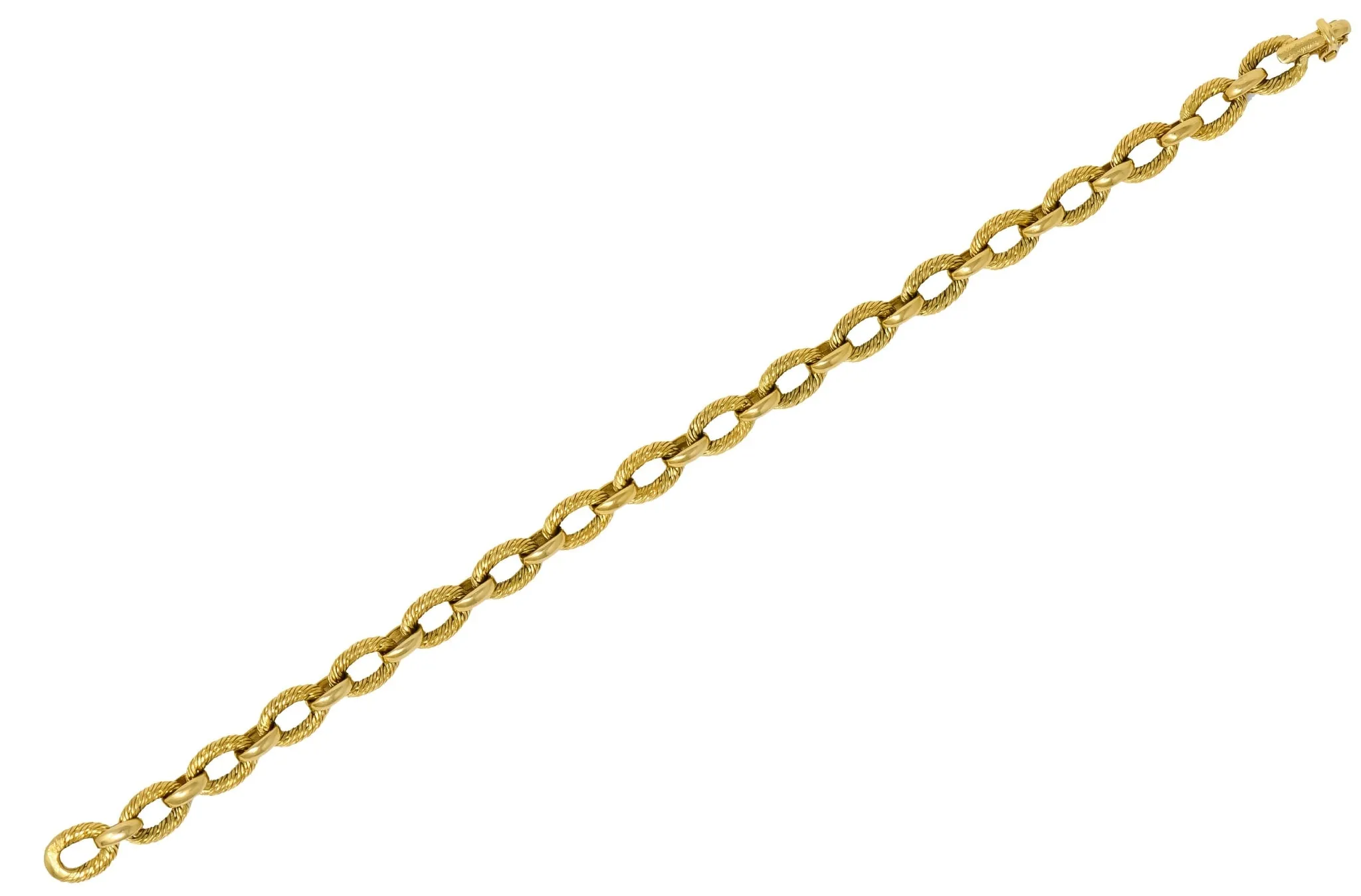 French Tiffany & Co. 18 Karat Yellow Gold Textured Link Bracelet