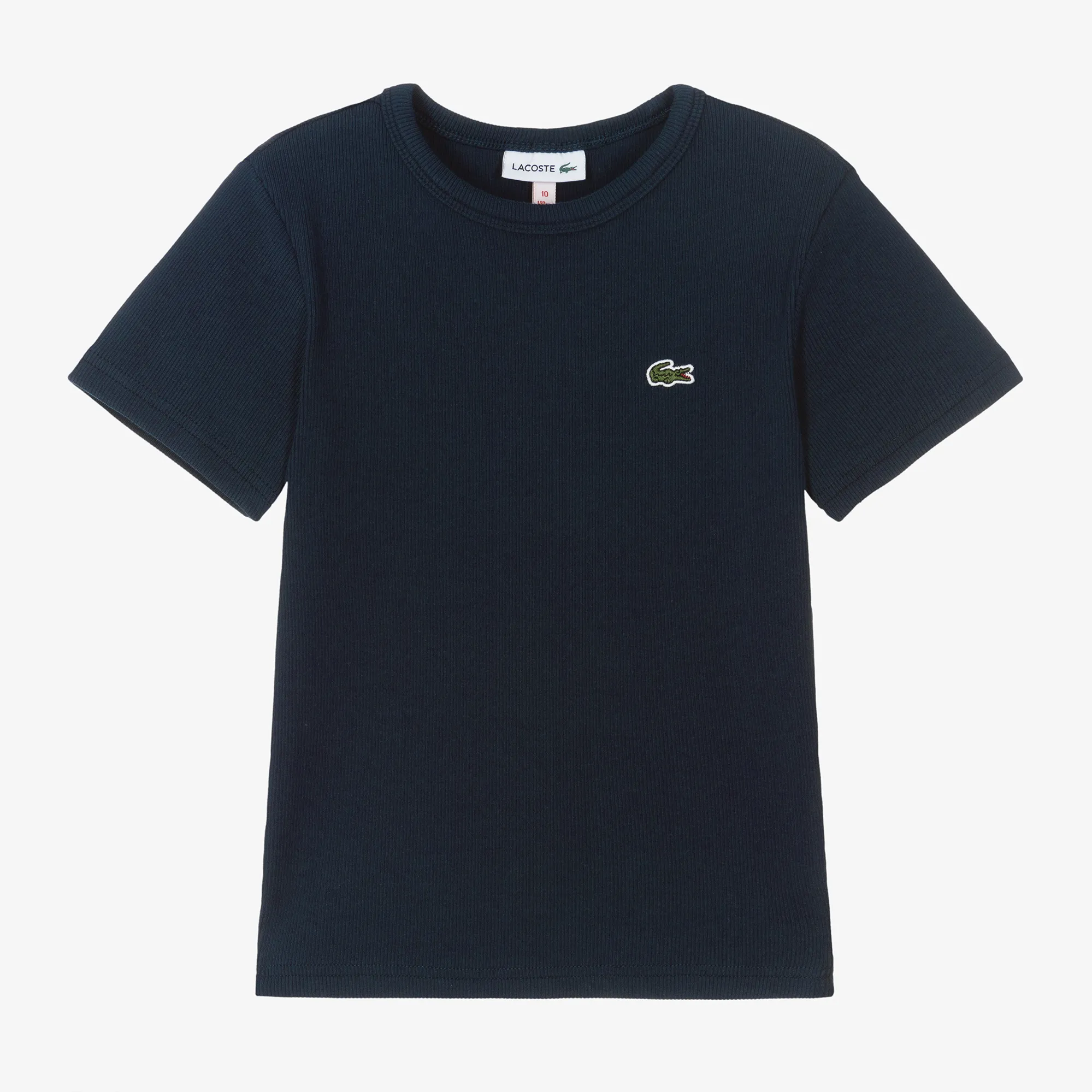 Girls Navy Blue Ribbed Cotton T-Shirt