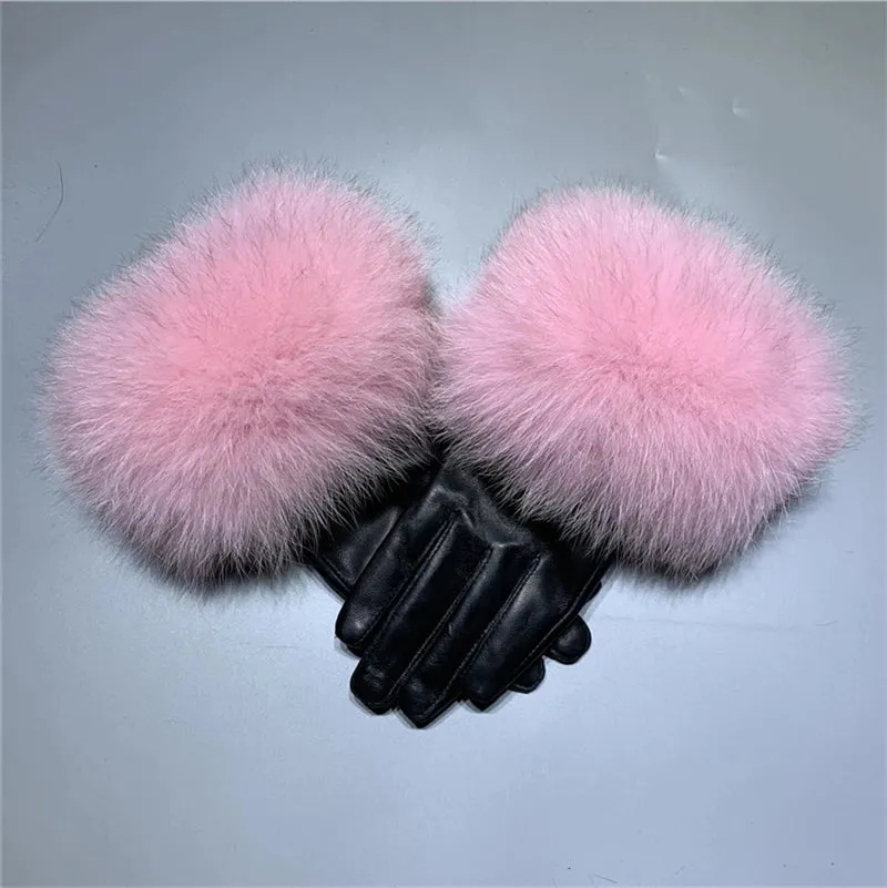 Gloves Made Of Genuine Leather And Fox Fur