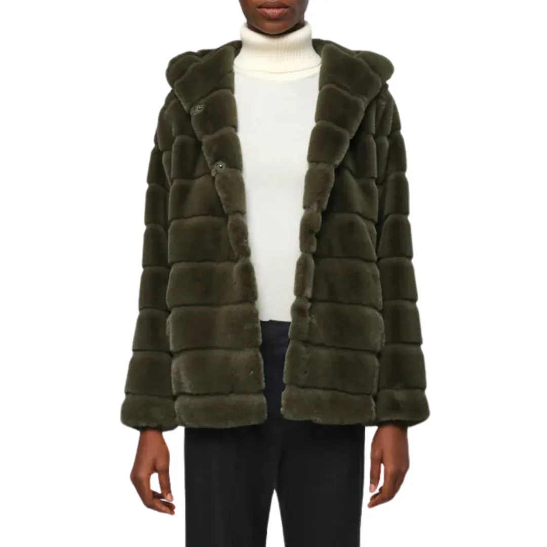 GOLDIE SHORT FAUX FUR JACKET JUNIPER