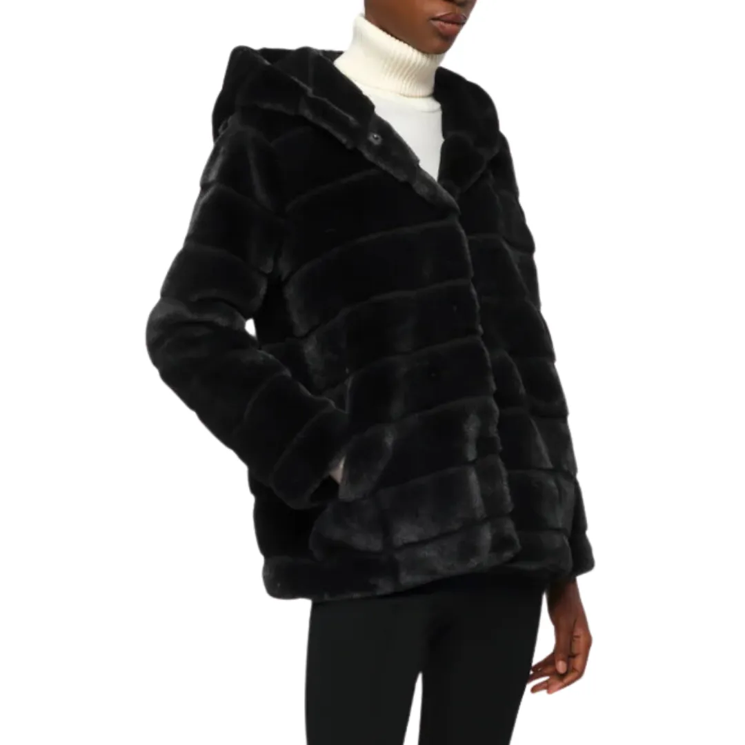 GOLDIE SHORT FAUX FUR JACKET NOIR