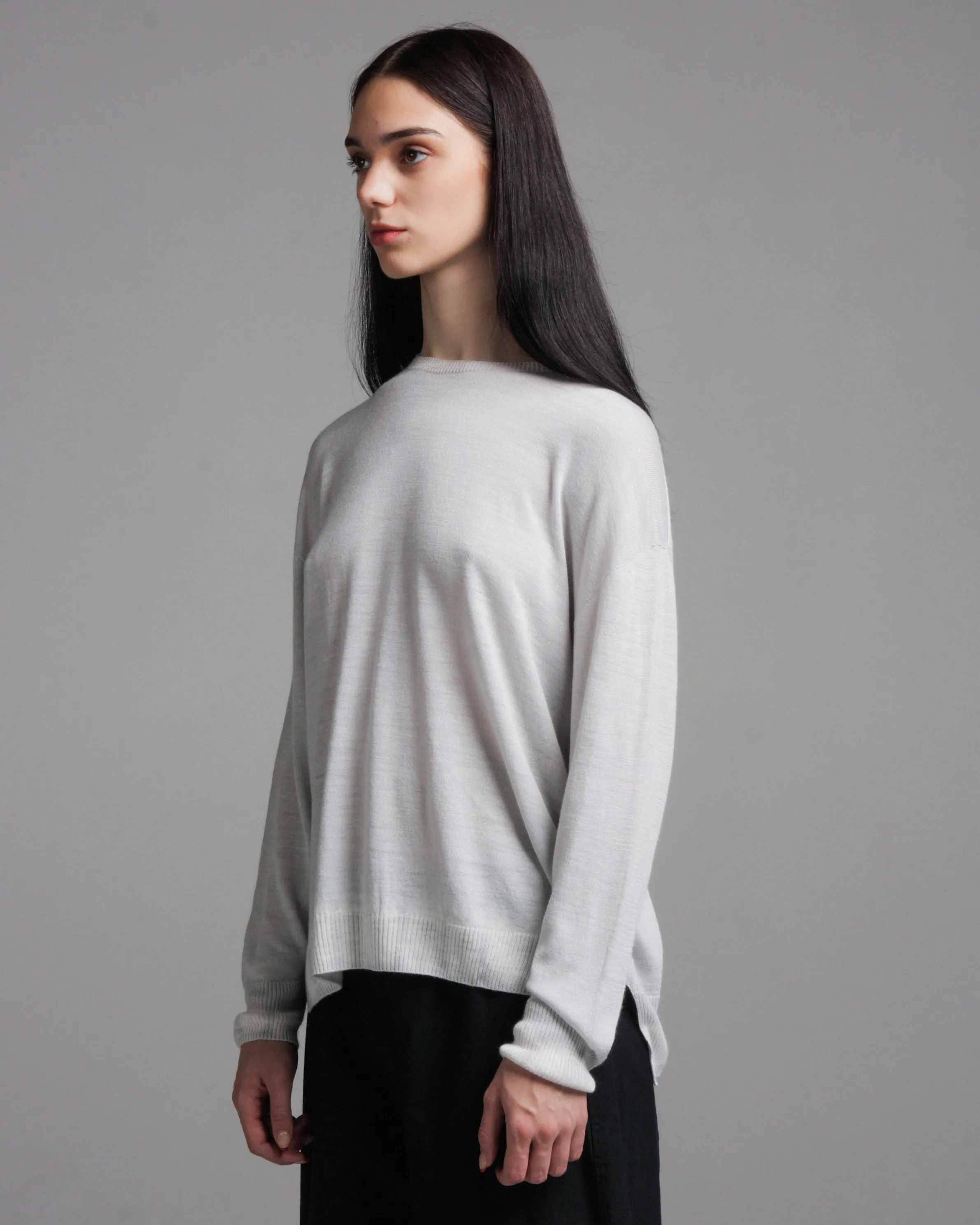 Grey Shibori Ribbed Pullover Knit