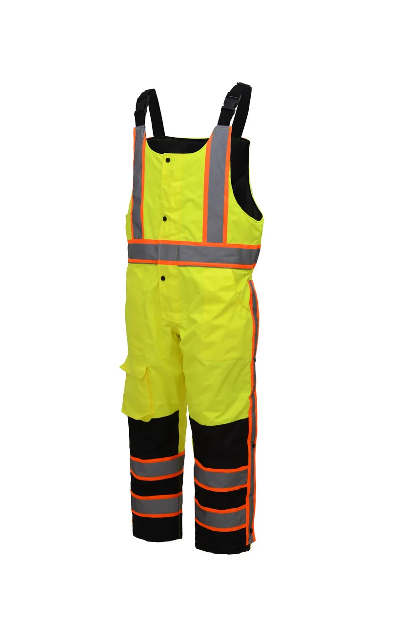 GSS Class E Hi Vis Lime 2 Tone Trim Heavy Weight Insulated Winter Bib 8701