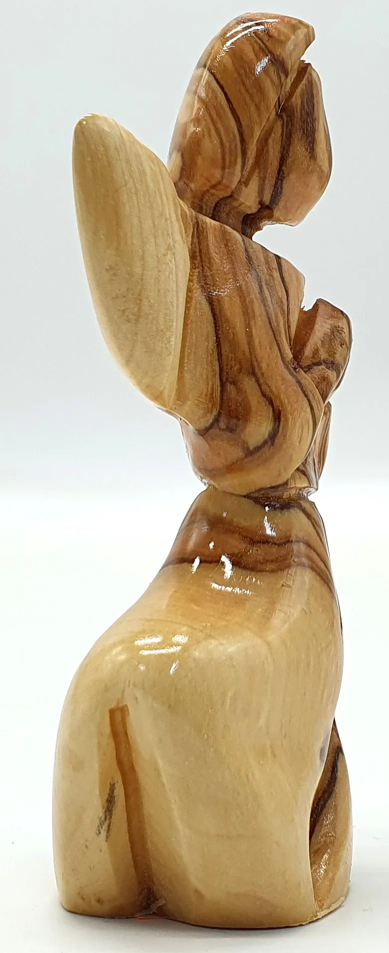 Hand-Crafted Olive Wood Praying Angel Statue - Bethlehem Made, 4.1 Inches, Spiritual Home Decor