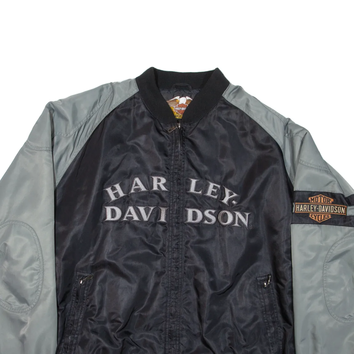 HARLEY DAVIDSON Quilted Lined Mens Bomber Jacket Black Nylon 3XL