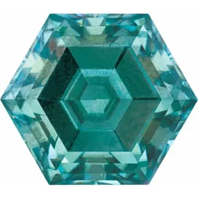 Hexagon Step Cut Teal Blue Moissanite Gemstone