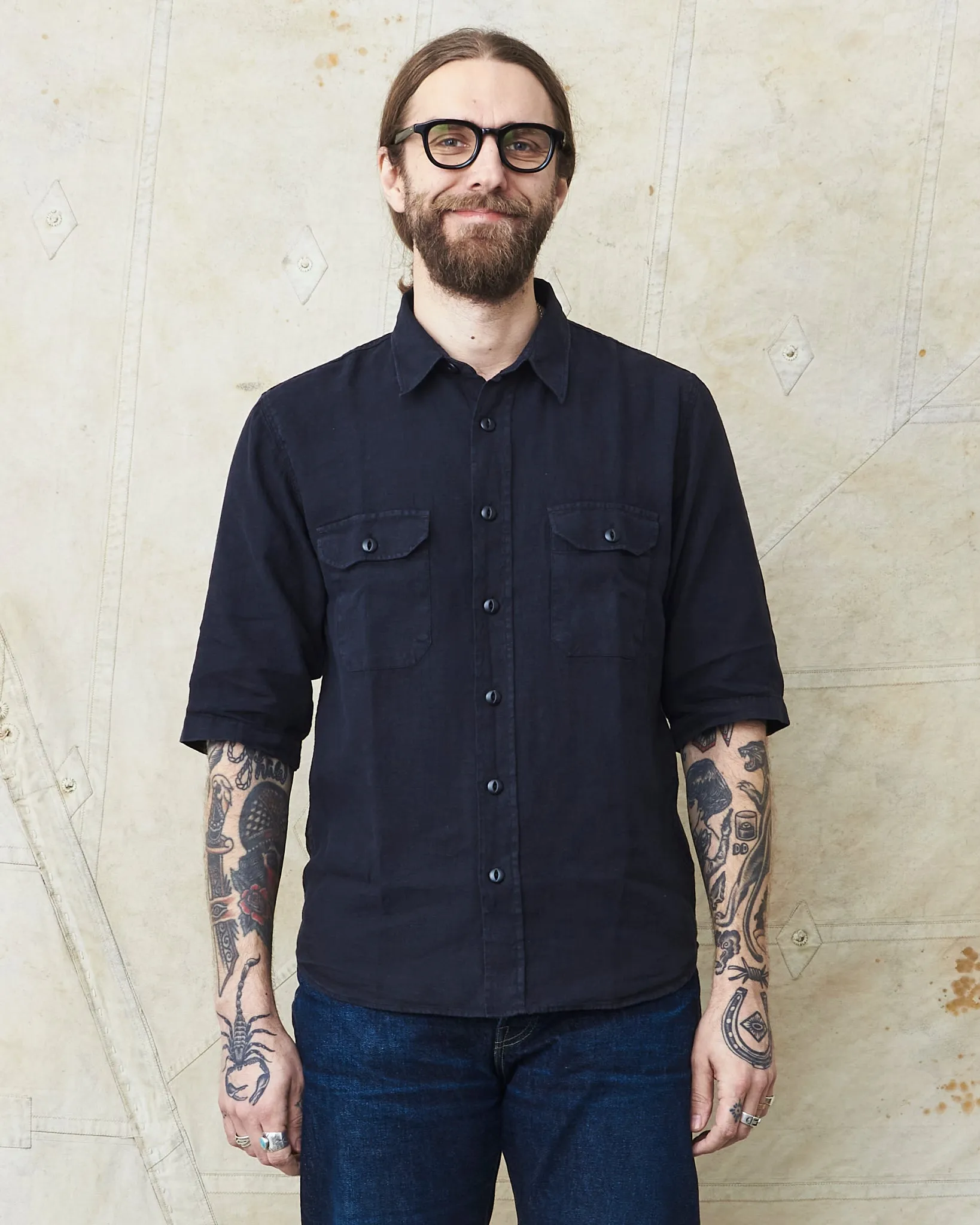 Indigofera Delray Shirt Linen Canvas Marshall Black