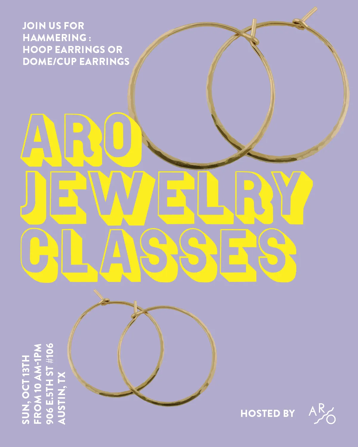 Intro to Hammering - Earrings Class (Hoop or Disc Earrings) Sunday, Oct 13th