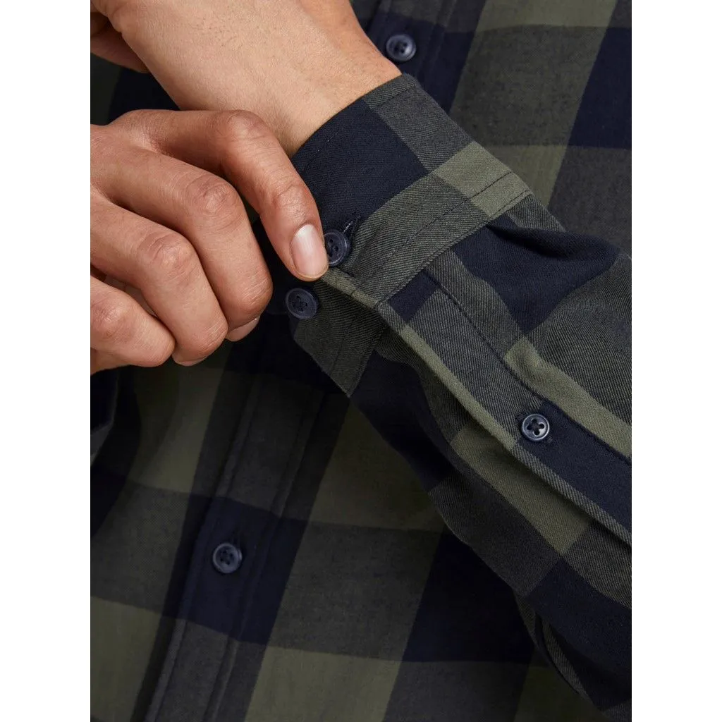 Jack & Jones Gingham Twill Check Long Sleeve Shirt Dusty Olive