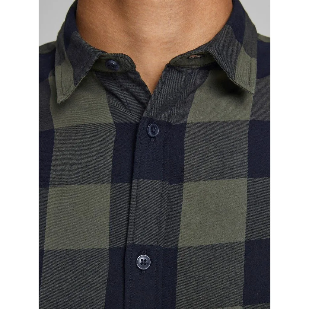 Jack & Jones Gingham Twill Check Long Sleeve Shirt Dusty Olive