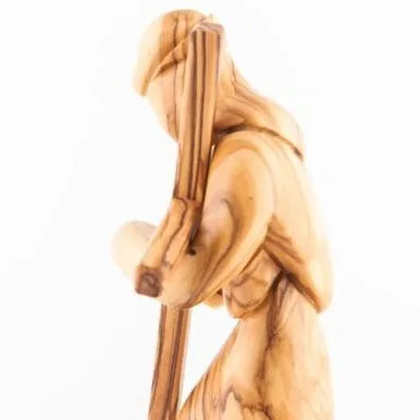 Jesus Christ Holding Cross, 9.1 Carving in Olive Wood from Holy Land