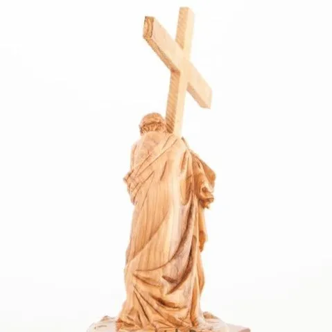 Jesus Christ Holding Cross Wooden Sculpture 13