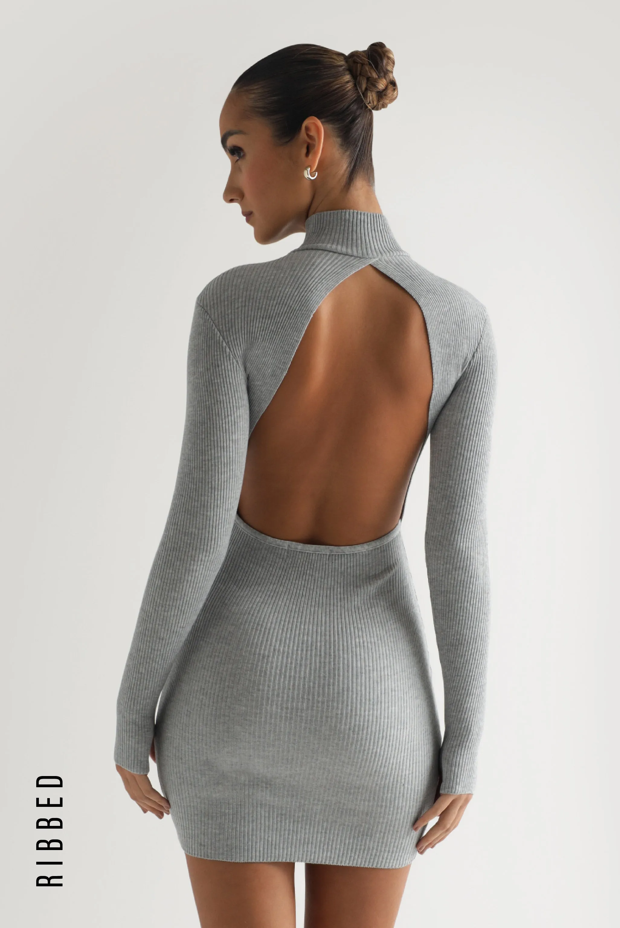 Kendall Ribbed Mini Dress - Gray