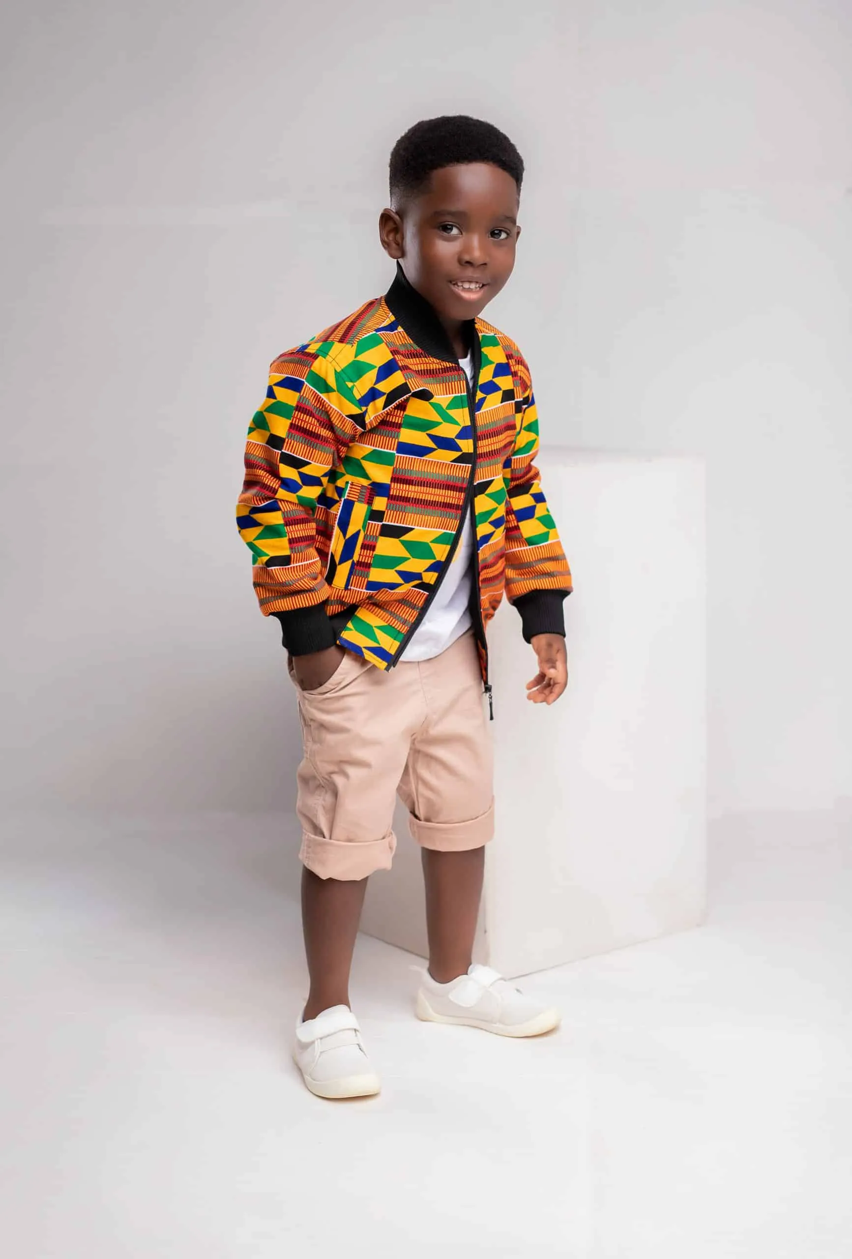 Kids Unisex Deja African Print Bomber Jacket - African Clothing Store | JT Aphrique