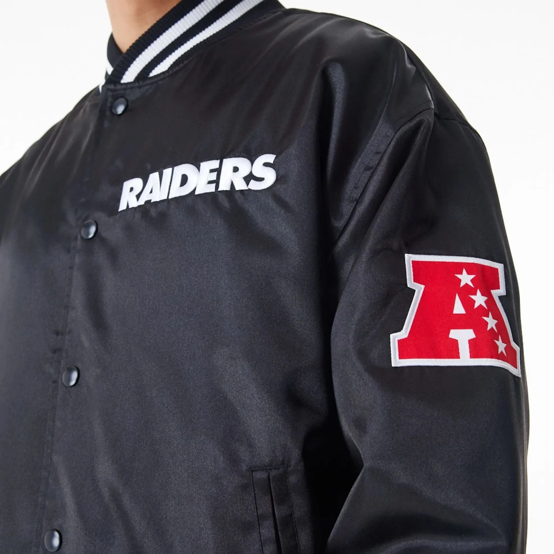 Las Vegas Raiders NFL Black Satin Bomber Jacket