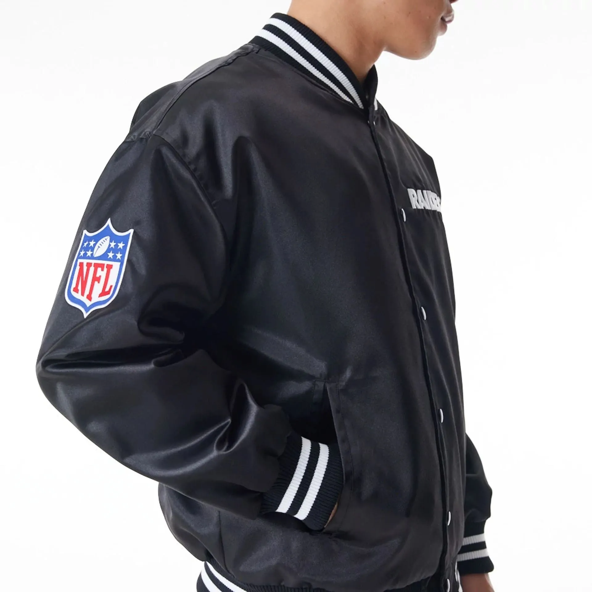 Las Vegas Raiders NFL Black Satin Bomber Jacket